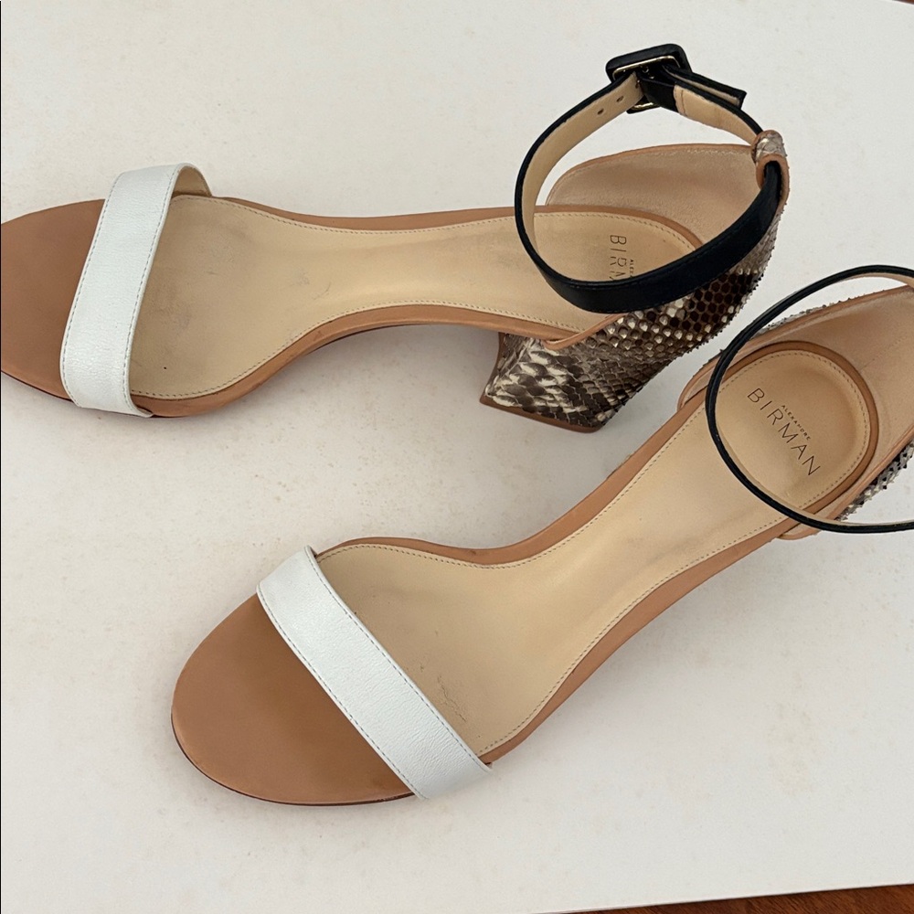 Alexandre Birman White and Black Snakeskin Heels